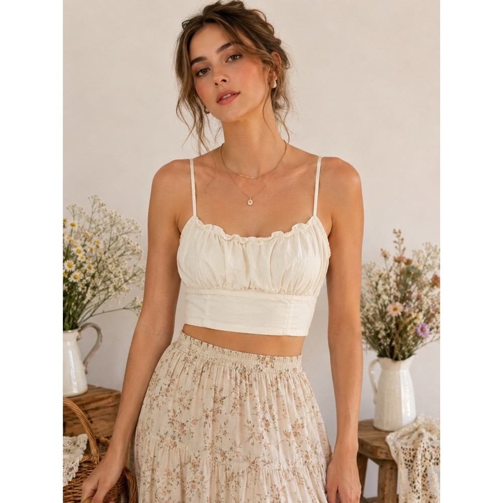 H&M Divided Cottagecore Milkmaid Crop Top Boho Festival Y2K Cami M